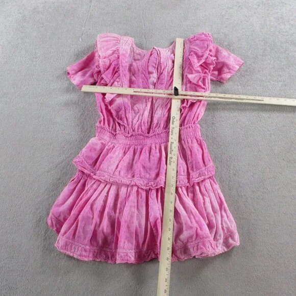 EUC LoveShackFancy Mini Dress Womens Medium Bordeaux Pink Hand Dye - Picture 7 of 11